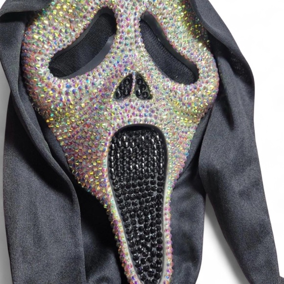 Custom Horror Scream Sparkly Ghost Face Mask Adults One Size New - Picture 2 of 6